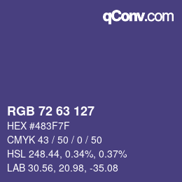 カラーコード: RGB 72 63 127 | qconv.com