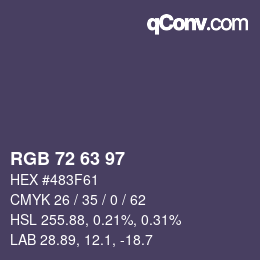 カラーコード: RGB 72 63 97 | qconv.com