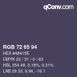 颜色代码: RGB 72 65 94 | qconv.com