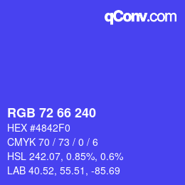 颜色代码: RGB 72 66 240 | qconv.com