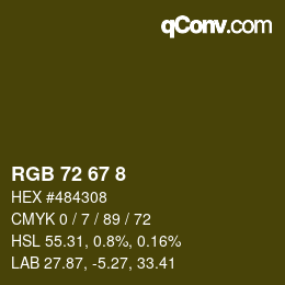 Color code: RGB 72 67 8 | qconv.com