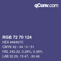 颜色代码: RGB 72 70 124 | qconv.com