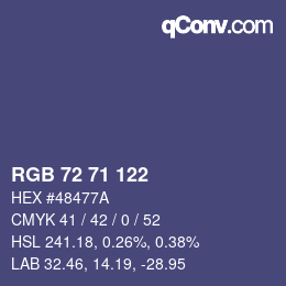Color code: RGB 72 71 122 | qconv.com
