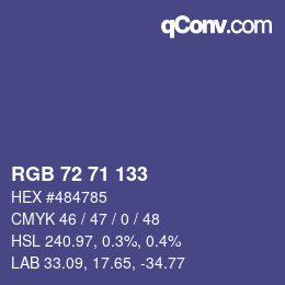 Color code: RGB 72 71 133 | qconv.com