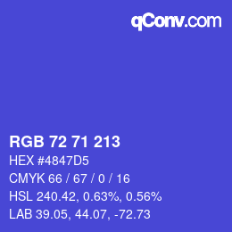 Color code: RGB 72 71 213 | qconv.com