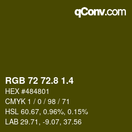 カラーコード: RGB 72 72.8 1.4 | qconv.com