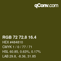 カラーコード: RGB 72 72.8 16.4 | qconv.com