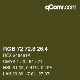 カラーコード: RGB 72 72.8 26.4 | qconv.com