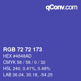 Farbcode: RGB 72 72 173 | qconv.com