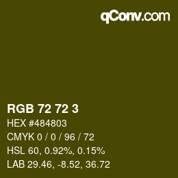 Color code: RGB 72 72 3 | qconv.com
