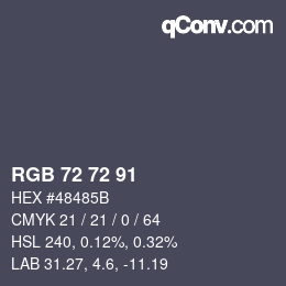 Color code: RGB 72 72 91 | qconv.com
