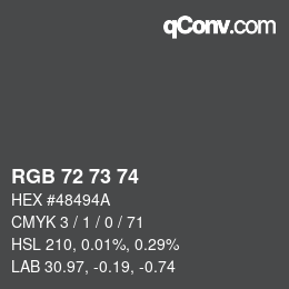 Código de color: RGB 72 73 74 | qconv.com