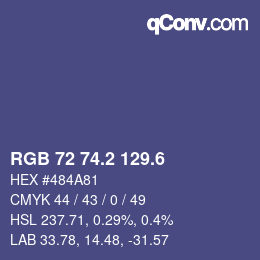 カラーコード: RGB 72 74.2 129.6 | qconv.com