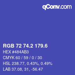 カラーコード: RGB 72 74.2 179.6 | qconv.com
