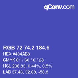 カラーコード: RGB 72 74.2 184.6 | qconv.com