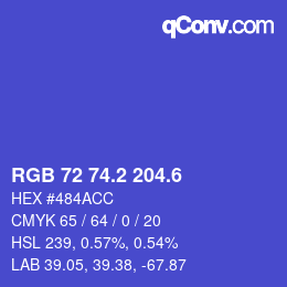 カラーコード: RGB 72 74.2 204.6 | qconv.com