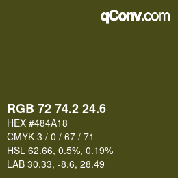 カラーコード: RGB 72 74.2 24.6 | qconv.com
