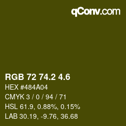 カラーコード: RGB 72 74.2 4.6 | qconv.com