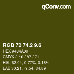カラーコード: RGB 72 74.2 9.6 | qconv.com