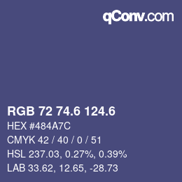 カラーコード: RGB 72 74.6 124.6 | qconv.com
