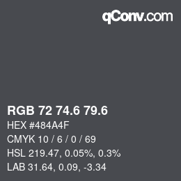 カラーコード: RGB 72 74.6 79.6 | qconv.com