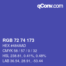 Farbcode: RGB 72 74 173 | qconv.com