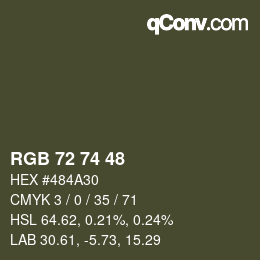 颜色代码: RGB 72 74 48 | qconv.com