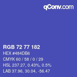 Color code: RGB 72 77 182 | qconv.com