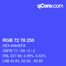 Color code: RGB 72 78 250 | qconv.com