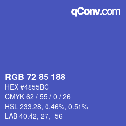 颜色代码: RGB 72 85 188 | qconv.com