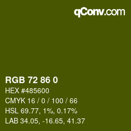 颜色代码: RGB 72 86 0 | qconv.com