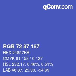 Color code: RGB 72 87 187 | qconv.com