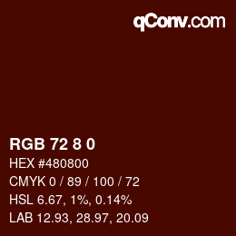 カラーコード: RGB 72 8 0 | qconv.com