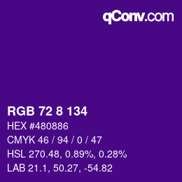 Color code: RGB 72 8 134 | qconv.com