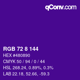 カラーコード: RGB 72 8 144 | qconv.com