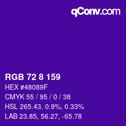 カラーコード: RGB 72 8 159 | qconv.com