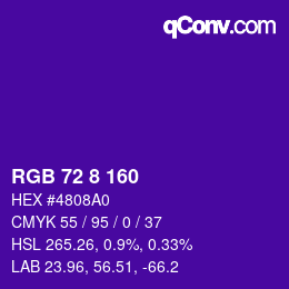 颜色代码: RGB 72 8 160 | qconv.com