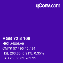 Color code: RGB 72 8 169 | qconv.com