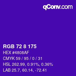 カラーコード: RGB 72 8 175 | qconv.com