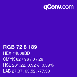 Color code: RGB 72 8 189 | qconv.com