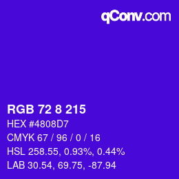カラーコード: RGB 72 8 215 | qconv.com