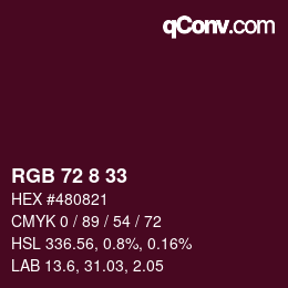 Color code: RGB 72 8 33 | qconv.com