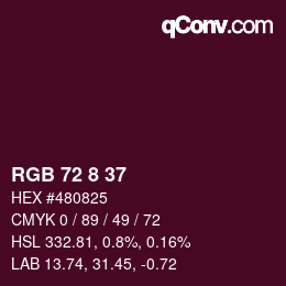 カラーコード: RGB 72 8 37 | qconv.com