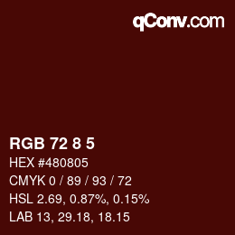 颜色代码: RGB 72 8 5 | qconv.com