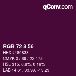 Color code: RGB 72 8 56 | qconv.com