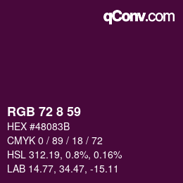 Color code: RGB 72 8 59 | qconv.com