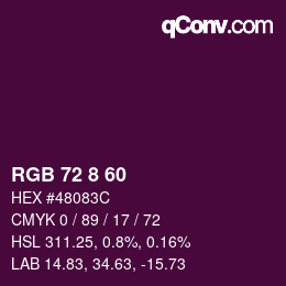 カラーコード: RGB 72 8 60 | qconv.com