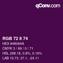 颜色代码: RGB 72 8 74 | qconv.com