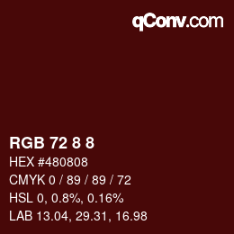 Farbcode: RGB 72 8 8 | qconv.com