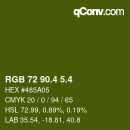 カラーコード: RGB 72 90.4 5.4 | qconv.com